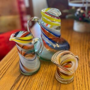 Colorful Swirled Glass Art Set